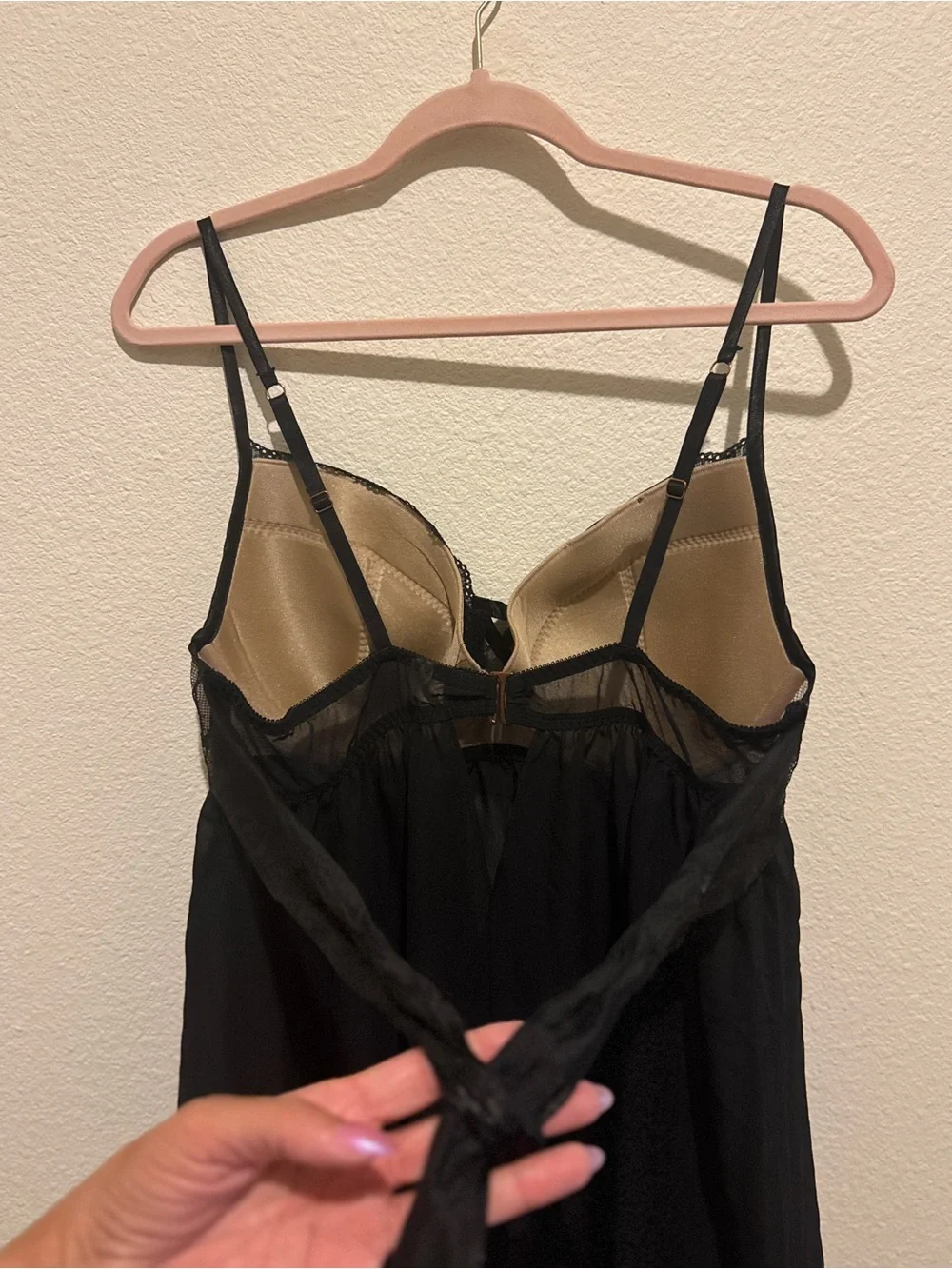 Cacique Black Lace & Chiffon Babydoll Chemise